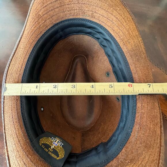 Henschel Hat Company USA HH Brown Leather Western Cowboy Hat Size Large - Picture 5 of 9